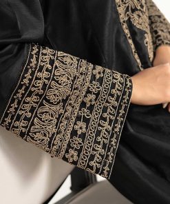 2Pcs Luxury Black Embroidered Raw Silk Co-Ord Set Mbdw-Ea3906Bk 18 Dw Ea2639Blacka Imanistudio.com