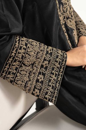 2Pcs Luxury Black Embroidered Raw Silk Co-Ord Set Mbdw-Ea3906Bk 18 Dw Ea2639Blacka Imanistudio.com