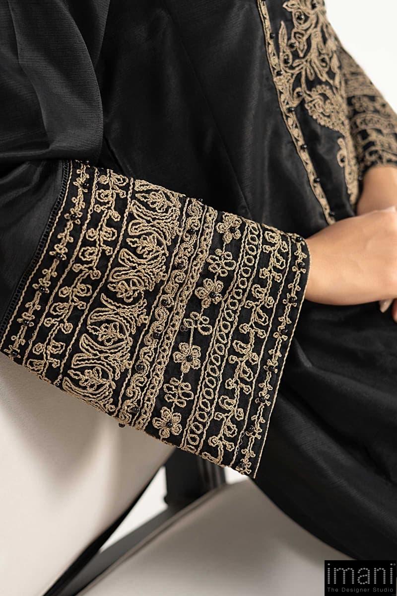 2Pcs Luxury Black Embroidered Raw Silk Co-Ord Set Mbdw-Ea3906Bk 9 2Pcs Luxury Black Embroidered Raw Silk Co-Ord Set Mbdw-Ea3906Bk - Image 9