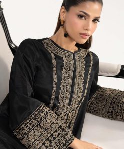 2Pcs Luxury Black Embroidered Raw Silk Co-Ord Set Mbdw-Ea3906Bk 13 Dw Ea2639Blackb Imanistudio.com