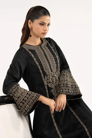 2Pcs Luxury Black Embroidered Raw Silk Co-Ord Set Mbdw-Ea3906Bk 15 Dw Ea2639Blacke Imanistudio.com