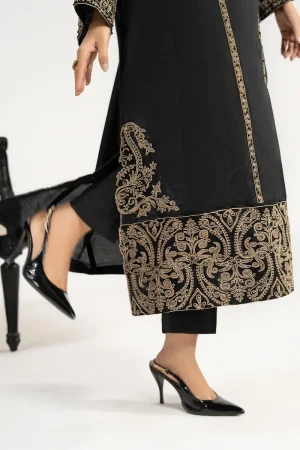 2Pcs Luxury Black Embroidered Raw Silk Co-Ord Set Mbdw-Ea3906Bk 17 Dw Ea2639Blackg Imanistudio.com
