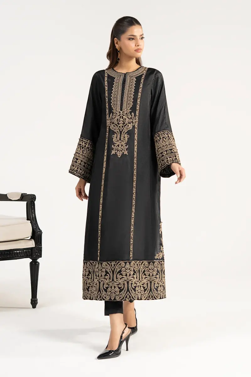 2Pcs Luxury Black Embroidered Raw Silk Co-Ord Set Mbdw-Ea3906Bk 1 2Pcs Luxury Black Embroidered Raw Silk Co-Ord Set Mbdw-Ea3906Bk