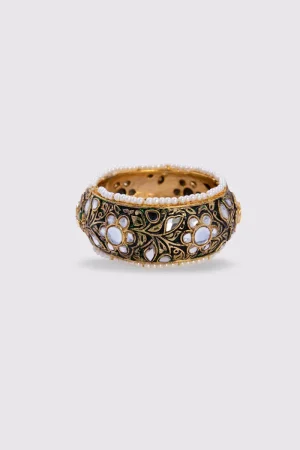 Dark Green / White Bangle Fashion Jewellery Imjbn-W1103Dg