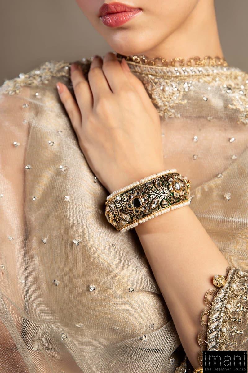 Dark Green / White Bracelet Fashion Jewellery Imjbn-W1103Dg 2 Dark Green / White Bracelet Fashion Jewellery Imjbn-W1103Dg - Image 2