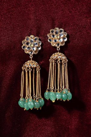 Green Onyx Banu Jhumka / Earrings Fashion Jewellery Imjer-Ef1604Ago 8 Jer Ef2604Greenonyxb Imanistudio.com
