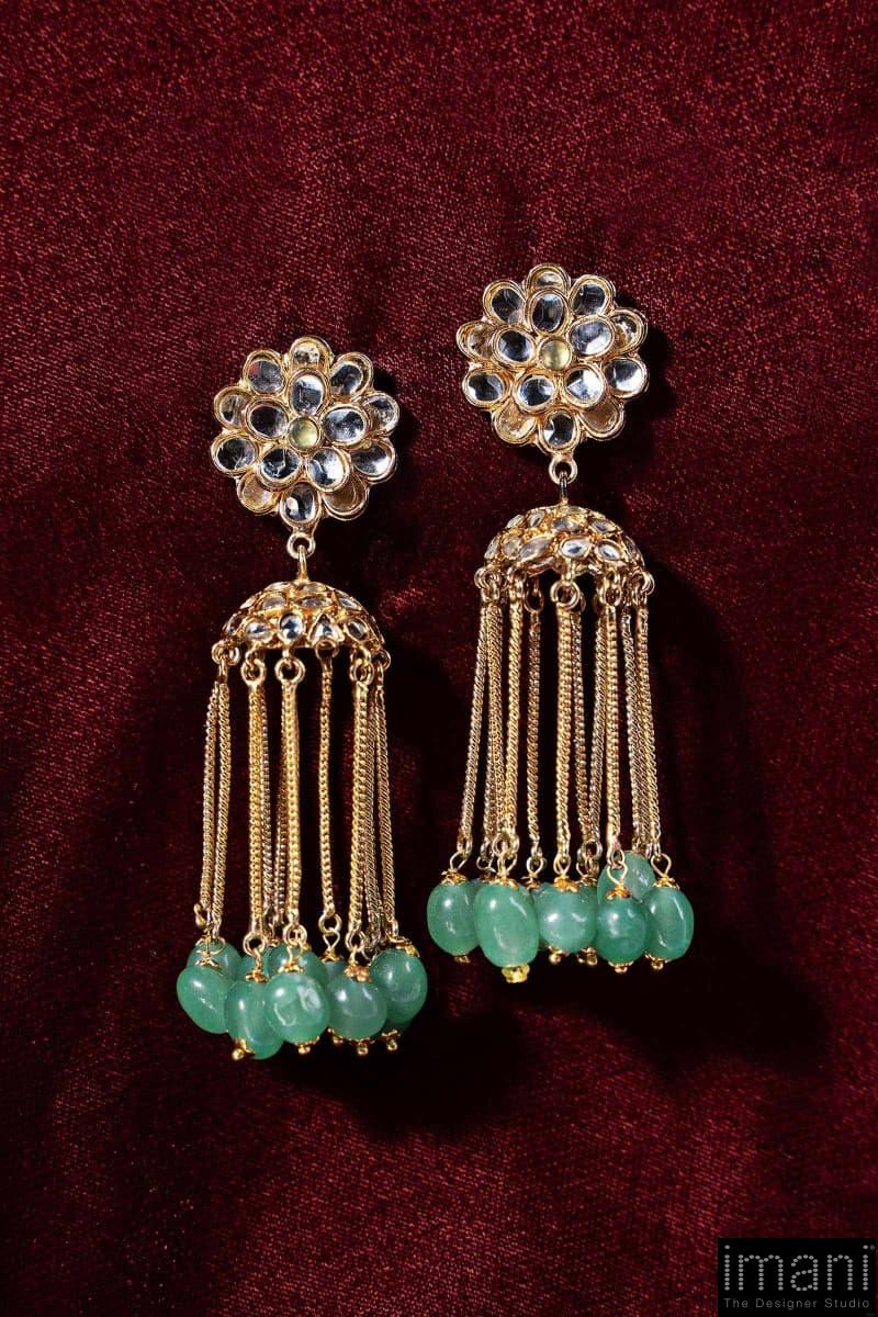 Green Onyx Banu Jhumka / Earrings Fashion Jewellery Imjer-Ef1604Ago 4 Green Onyx Banu Jhumka / Earrings Fashion Jewellery Imjer-Ef1604Ago - Image 4