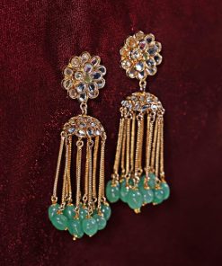 Green Onyx Banu Jhumka / Earrings Fashion Jewellery IMJER-EF1604AGO