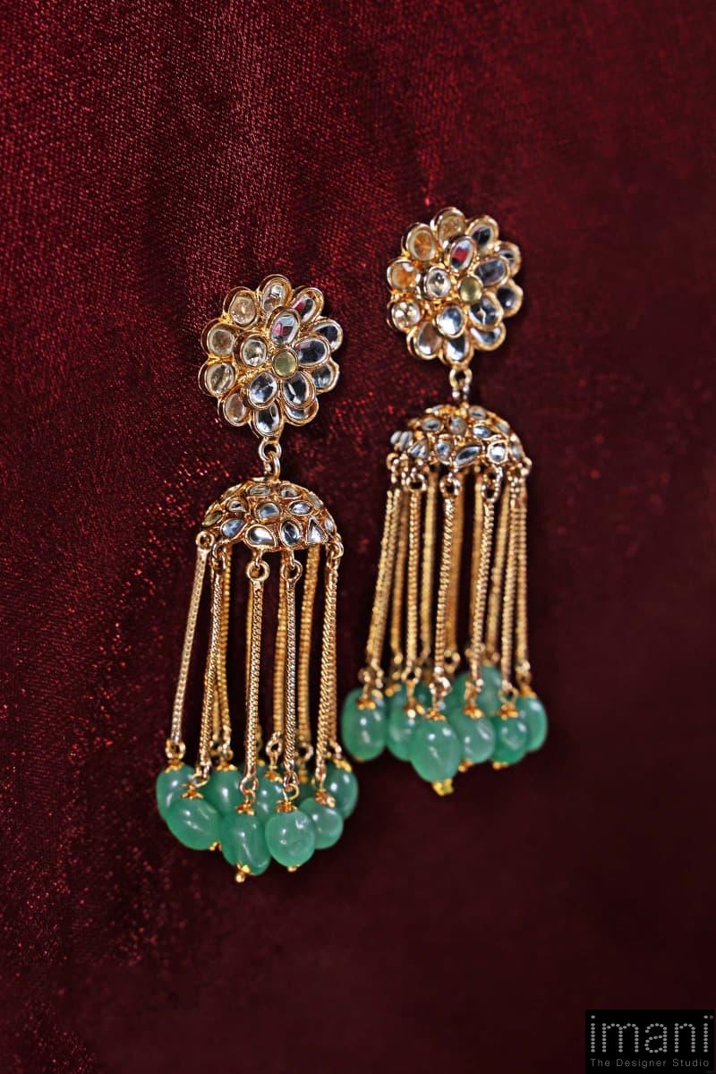 Green Onyx Banu Jhumka / Earrings Fashion Jewellery Imjer-Ef1604Ago 1 Green Onyx Banu Jhumka / Earrings Fashion Jewellery Imjer-Ef1604Ago