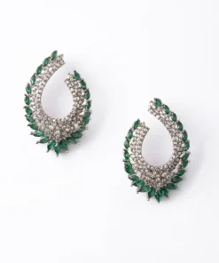 Emerald Green Swirl Studs/Earrings Fashion Jewellery IMJSD-EF1609REG