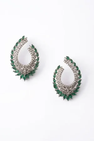 Emerald Green Swirl Studs/Earrings Fashion Jewellery IMJSD-EF1609REG