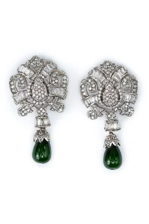 Jade Green Ihlal Studs/Earrings Fashion Jewellery IMJSD-EF1619RJG