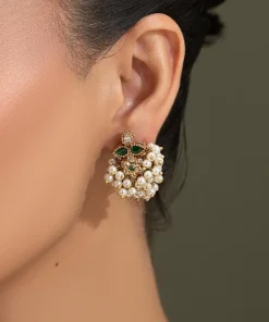 Emerald Green Negar Studs/Earrings Fashion Jewellery Imjsd-Ef1606Em 7 Jsd Ef2606Emeraldgreen Imanistudio.com