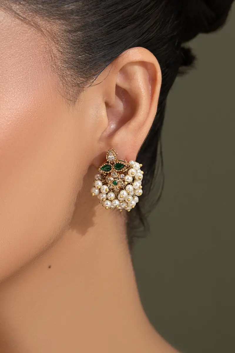 Emerald Green Negar Studs/Earrings Fashion Jewellery Imjsd-Ef1606Em 2 Emerald Green Negar Studs/Earrings Fashion Jewellery Imjsd-Ef1606Em - Image 2