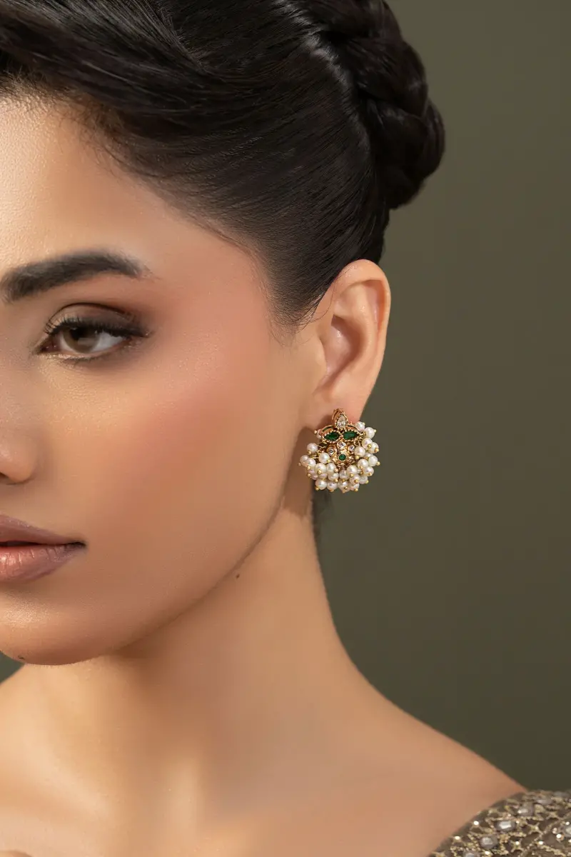 Emerald Green Negar Studs/Earrings Fashion Jewellery Imjsd-Ef1606Em 3 Emerald Green Negar Studs/Earrings Fashion Jewellery Imjsd-Ef1606Em - Image 3