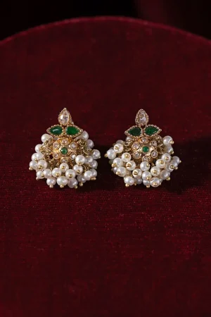Emerald Green Negar Studs/Earrings Fashion Jewellery IMJSD-EF1606EM