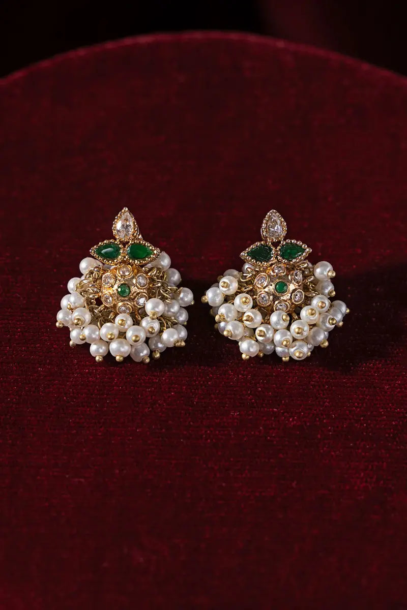 Emerald Green Negar Studs/Earrings Fashion Jewellery Imjsd-Ef1606Em 1 Emerald Green Negar Studs/Earrings Fashion Jewellery Imjsd-Ef1606Em