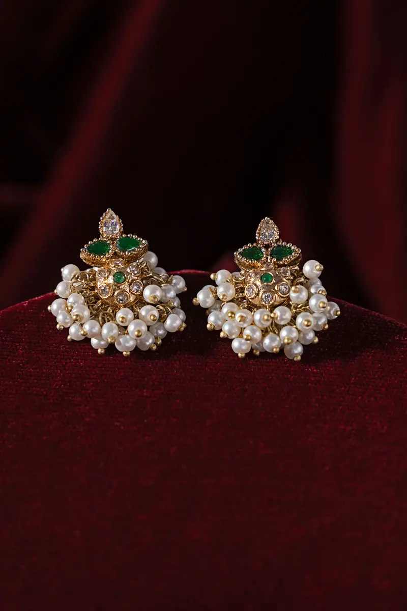 Emerald Green Negar Studs/Earrings Fashion Jewellery Imjsd-Ef1606Em 5 Emerald Green Negar Studs/Earrings Fashion Jewellery Imjsd-Ef1606Em - Image 5