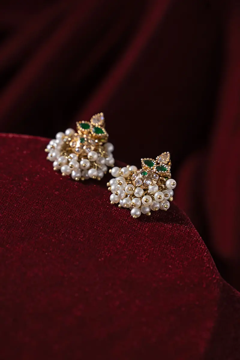 Emerald Green Negar Studs/Earrings Fashion Jewellery Imjsd-Ef1606Em 4 Emerald Green Negar Studs/Earrings Fashion Jewellery Imjsd-Ef1606Em - Image 4