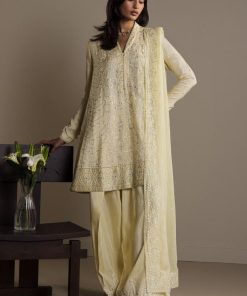 3Pcs Zara Shahjahan Pastel Yellow Raw Silk Zardiya Suit ZSZR-F0639PR