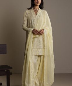 3Pcs Zara Shahjahan Pastel Yellow Raw Silk Zardiya Suit Zszr-F0639Pr 7 Lemon4 Imanistudio.com