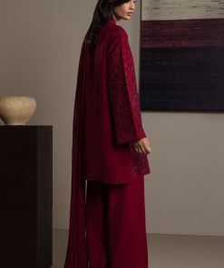 3Pcs Zara Shahjahan Ruby Red Raw Silk Surkhaab Suit Zszr-F0636Rr 10 Maroon2 Imanistudio.com