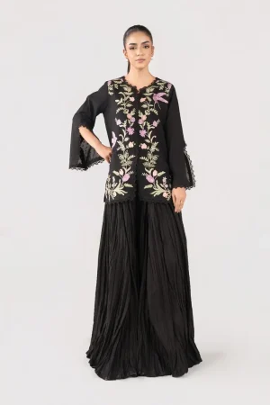 2 Pcs Black Brochia Co-Ord Set Mb-Sst1151Bb