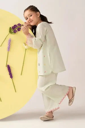 Maria.b Kids Wear Tender Green Embroidered Dobby Lawn Suit Mbkd-Ea1103Tg 7 Mkd Ea2603Tender Greend Imanistudio.com