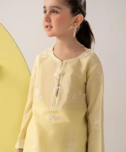 Maria.b Kids Wear Yellow Embroidered Dobby Lawn Suit Mbkd-Ea1107Syl 8 Mkd Ea2607Yellowb Imanistudio.com