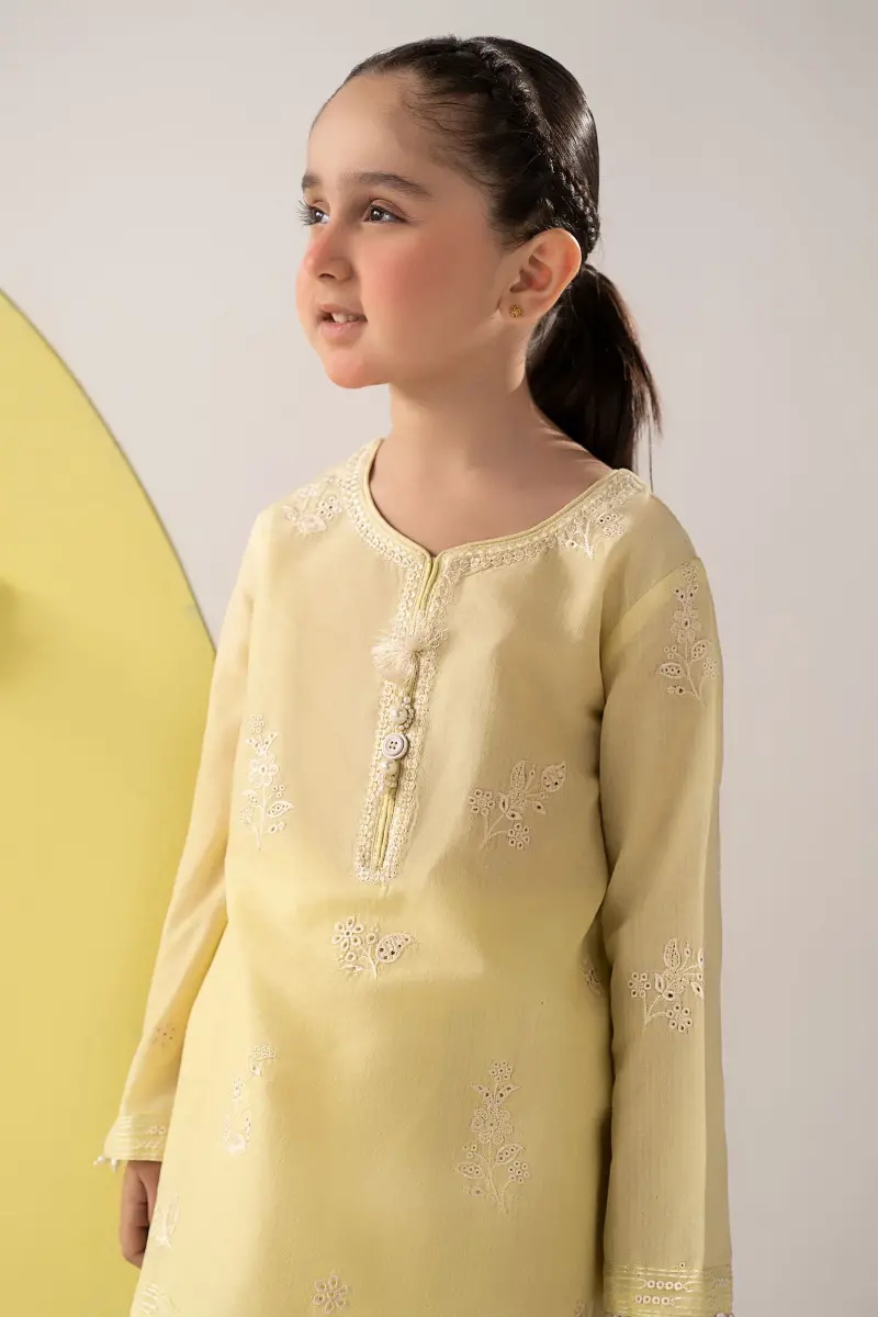 Maria.b Kids Wear Yellow Embroidered Dobby Lawn Suit Mbkd-Ea1107Syl 3 Maria.b Kids Wear Yellow Embroidered Dobby Lawn Suit Mbkd-Ea1107Syl - Image 3