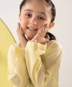 Maria.b Kids Wear Yellow Embroidered Dobby Lawn Suit Mbkd-Ea1107Syl 9 Mkd Ea2607Yellowc Imanistudio.com