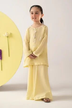 Maria.b Kids Wear Yellow Embroidered Dobby Lawn Suit Mbkd-Ea1107Syl
