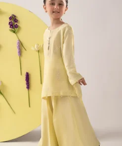 Maria.b Kids Wear Yellow Embroidered Dobby Lawn Suit Mbkd-Ea1107Syl 10 Mkd Ea2607Yellowe Imanistudio.com
