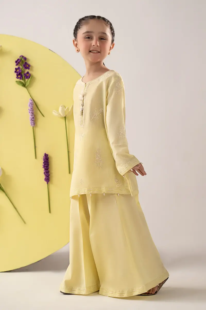 Maria.b Kids Wear Yellow Embroidered Dobby Lawn Suit Mbkd-Ea1107Syl 5 Maria.b Kids Wear Yellow Embroidered Dobby Lawn Suit Mbkd-Ea1107Syl - Image 5