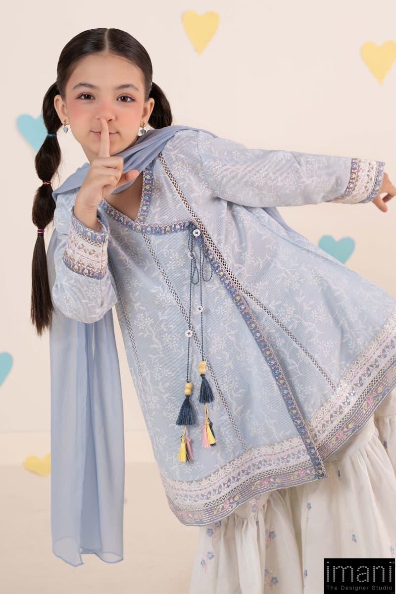 Maria.b Kids Wear Sky Blue Printed &Amp; Embroidered Lawn Suit Mbkd-Ea1111Sb 3 Maria.b Kids Wear Sky Blue Printed &Amp; Embroidered Lawn Suit Mbkd-Ea1111Sb - Image 3