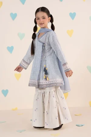 Maria.b Kids Wear Sky Blue Printed &Amp; Embroidered Lawn Suit Mbkd-Ea1111Sb