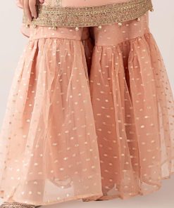 Maria.b Kids Wear Peachy Pink Embroidered Cotton Satin Suit Mbks-Ef1135Rpp 11 Mks Ef2535Peachd Imanistudio.com