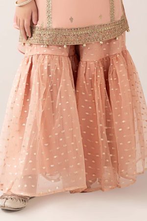 Maria.b Kids Wear Peachy Pink Embroidered Cotton Satin Suit Mbks-Ef1135Rpp 11 Mks Ef2535Peachd Imanistudio.com