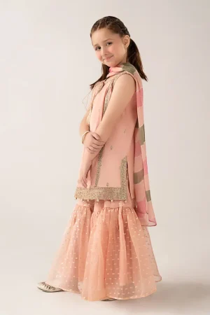 Maria.b Kids Wear Peachy Pink Embroidered Cotton Satin Suit Mbks-Ef1135Rpp 8 Mks Ef2535Peachf Imanistudio.com