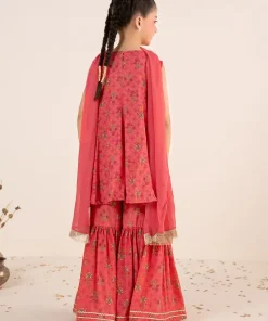 Maria.b Kids Wear Pink Printed &Amp; Embroidered Raw Silk Suit Mbks-Ef1130Pk 10 Mks Ef2630Pinka Imanistudio.com