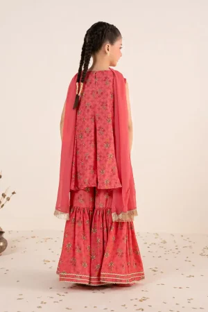 Maria.b Kids Wear Pink Printed &Amp; Embroidered Raw Silk Suit Mbks-Ef1130Pk 10 Mks Ef2630Pinka Imanistudio.com