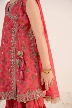 Maria.b Kids Wear Pink Printed &Amp; Embroidered Raw Silk Suit Mbks-Ef1130Pk 9 Mks Ef2630Pinkc Imanistudio.com