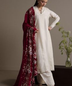3Pcs Zara Shahjahan Ivory White Raw Silk Mehrunisa Suit ZSZR-F0630WI