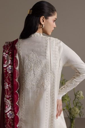 3Pcs Zara Shahjahan Ivory White Raw Silk Mehrunisa Suit Zszr-F0630Wi 9 Off White3 Imanistudio.com