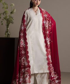 3Pcs Zara Shahjahan Ivory White Raw Silk Mehrunisa Suit Zszr-F0630Wi 7 Off White5 Imanistudio.com