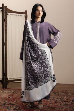 3Pcs Zara Shahjahan Purple Plum Silk Karandi Lehja Suit Zszr-F0604Pp 8 Plum5 Imanistudio.com