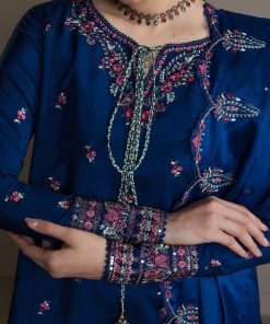 3Pcs Zara Shahjahan Midnight Blue Medium Raw Silk Shabnam Suit Zszr-F0650Mb 8 Royal2 Imanistudio.com
