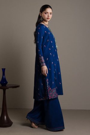3Pcs Zara Shahjahan Midnight Blue Medium Raw Silk Shabnam Suit Zszr-F0650Mb 7 Royal4 Imanistudio.com