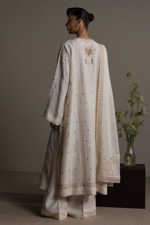 3Pcs Zara Shahjahan Off-White Korean Silk Safa Suit Zszr-F0640Ws 10 White2 1 Imanistudio.com