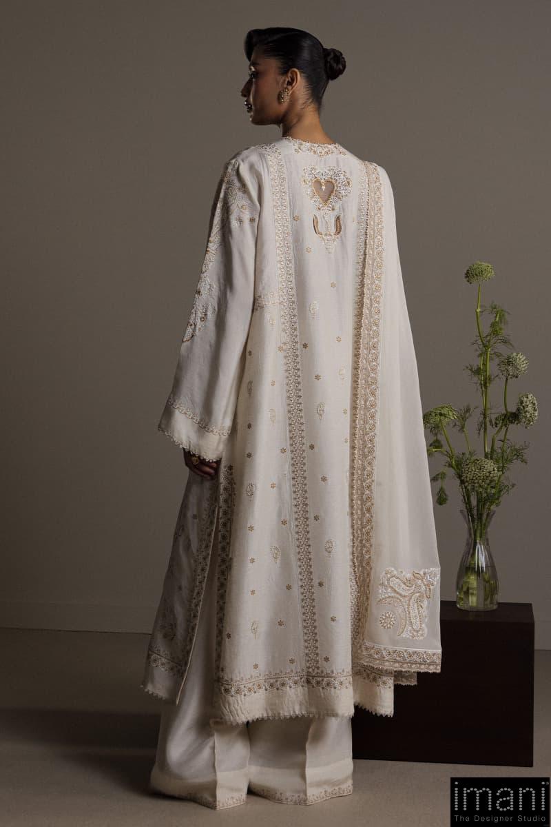 3Pcs Zara Shahjahan Off-White Korean Silk Safa Suit Zszr-F0640Ws 5 3Pcs Zara Shahjahan Off-White Korean Silk Safa Suit Zszr-F0640Ws - Image 5